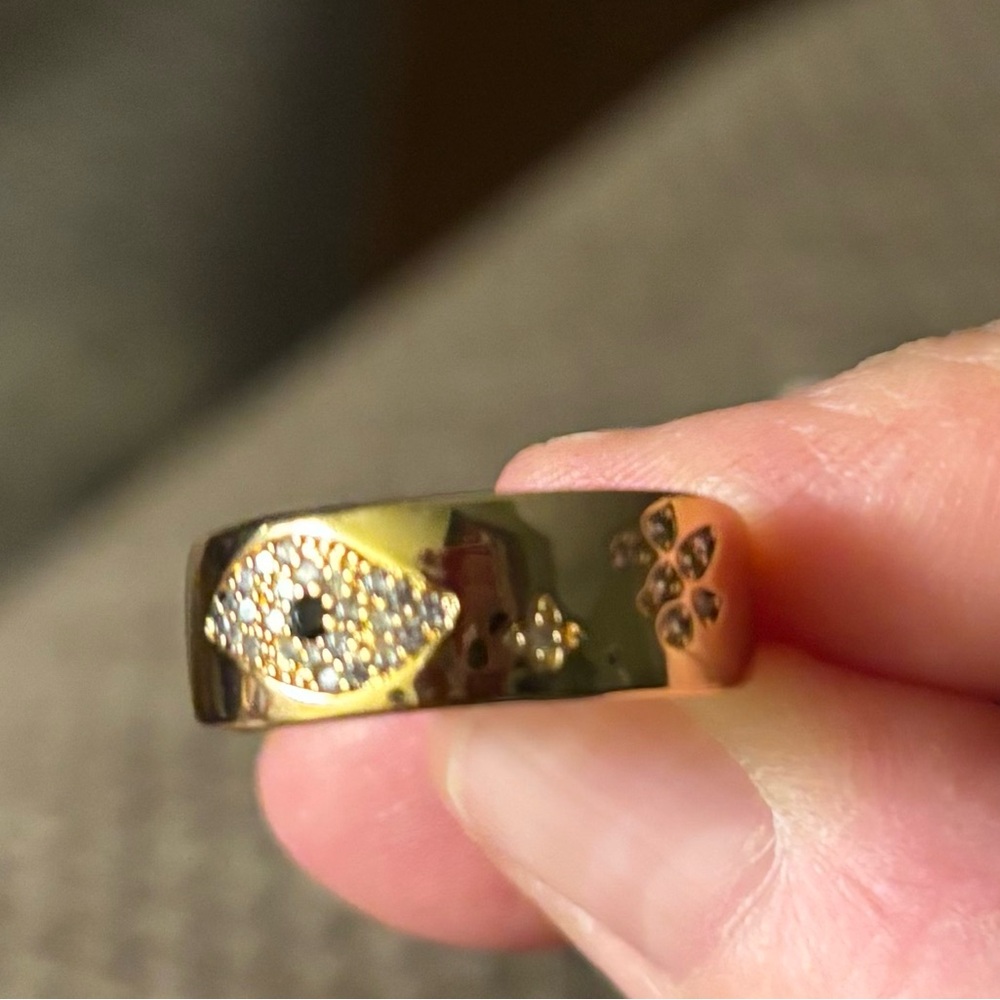 New Rose Gold Plated Evil Eye Ring, Size 8